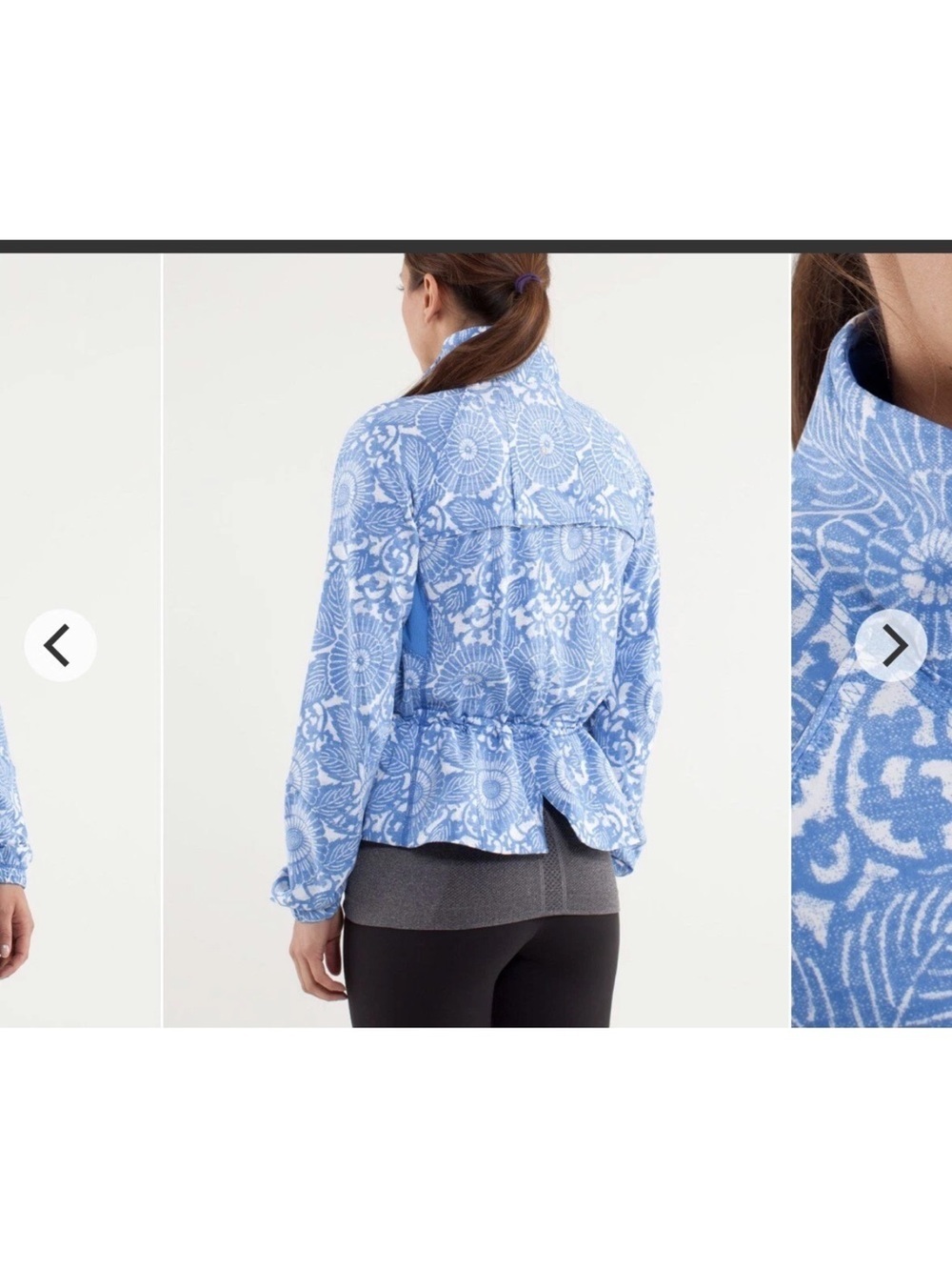 Lululemon Travel to Track Blue Floral Print Women's Jacket size 10 - Picture 2 of 13